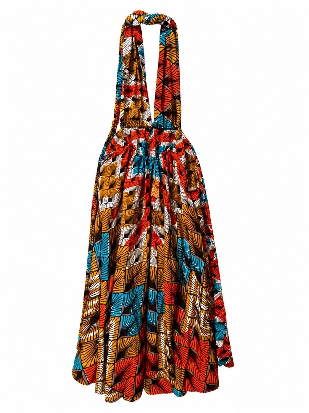 Afrodesiac wold Wide Tropical Halter Maxi Dress Multiple Wear Elastic Band Waist